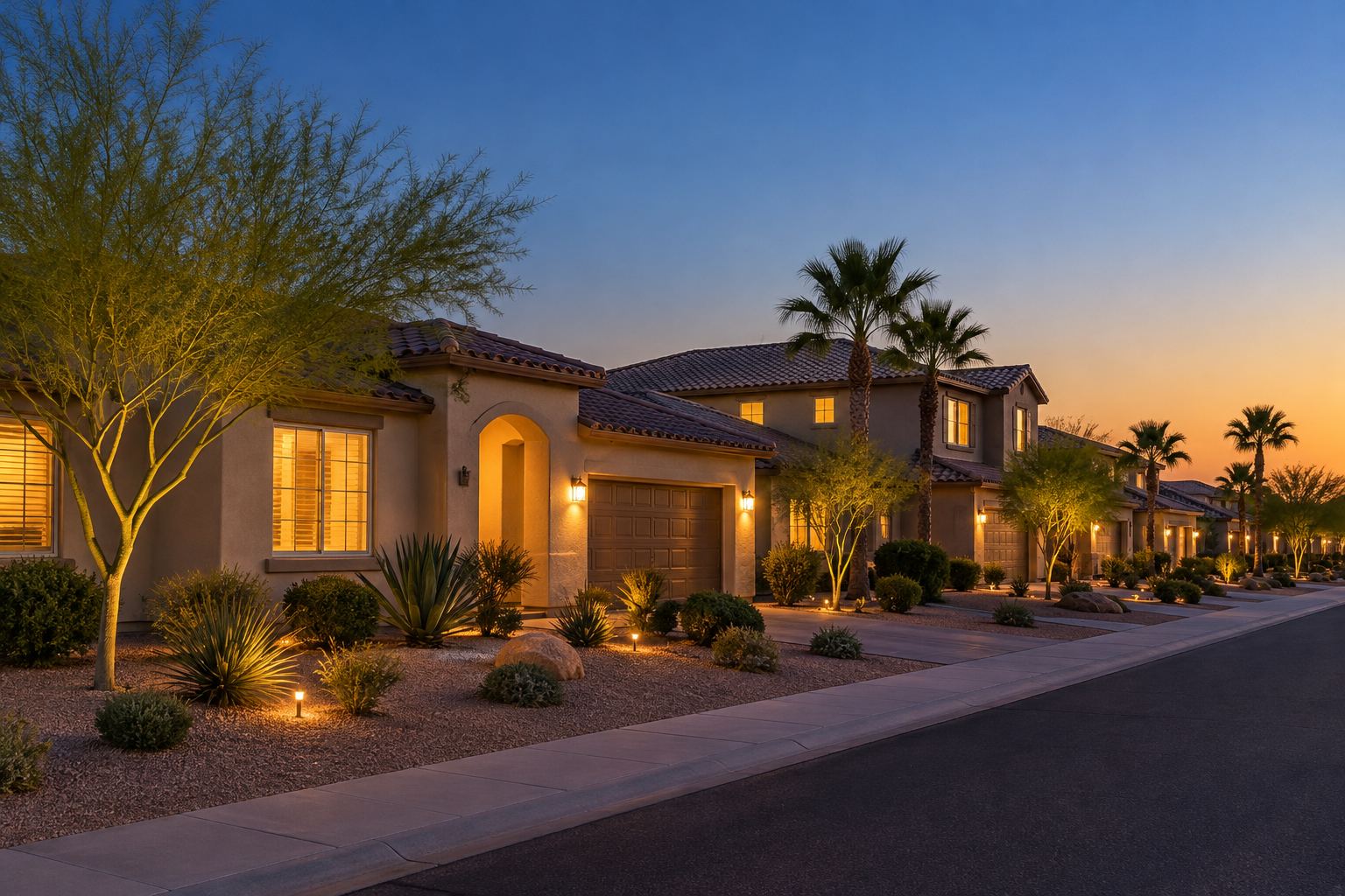 A West Valley home at dusk, illustrative